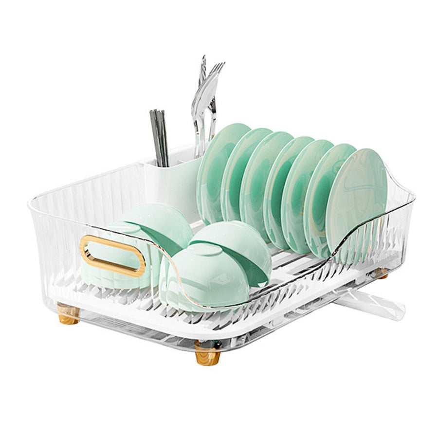 Dish Drying Rack Plastic Visualize Diversion Effluent Dish Diversion Rack for Chopsticks Bowl Plate Spoon Transparent White