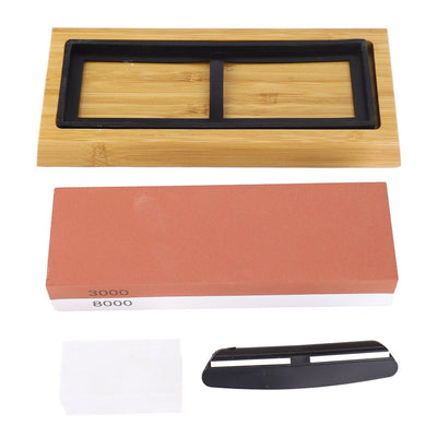 Knife Sharpening Stone 3000 8000 Grit Red White Dual Sided Wooden Base Whetstone for Kitchen Home Restaurant