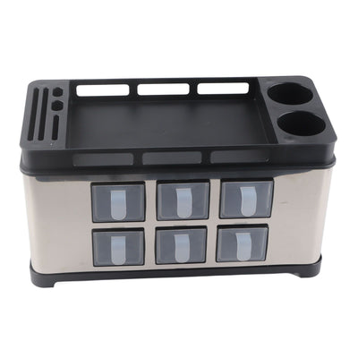 Spice Box Rack Stainless Steel Multifunctional Seasoning Bottle Holder Brush Jar Spoon Storage Organizer for Kitchen Counter Middle