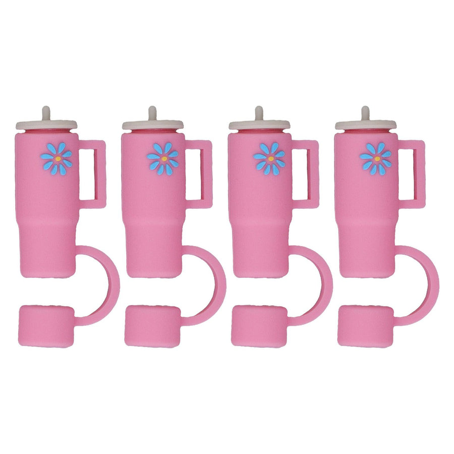 Straw Covers Dustproof Decorative Splash Proof Odorless Reusable Straw Toppers for Party ShoppingTravelling Camping 4 Cup Straw Caps