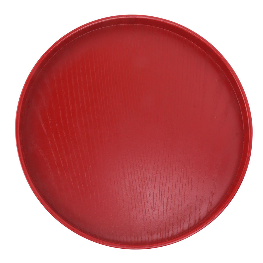 Tea Tray Wooden Wine Red Round Tea Plate Green Tea Baking Serving Plate for Home Tea House 24cm / 9.45in