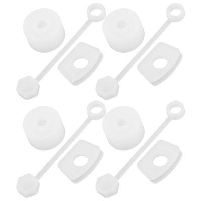 4 Set Silicone Spill Proof Stopper Set Tumbler Accessories Including Straw Cover Cap Square Leak Stopper Round Lid Stopper Plug Transparent White