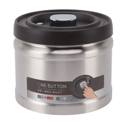 Vacuum Sealed Coffee Container 304 Stainless Steel Press Type Airtight Food Storage Container for Coffee Beans Tea Nuts 750ML Stainless Steel Natural Color