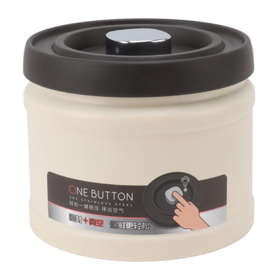 Vacuum Sealed Coffee Container 304 Stainless Steel Press Type Airtight Food Storage Container for Coffee Beans Tea Nuts 1100ML Beige