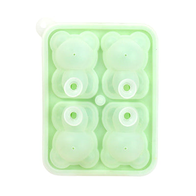 Little Bear Shape Ice Mold 4 Grids Silicone Ice Block Mould for Making Ice Cream Cake Candle Green
