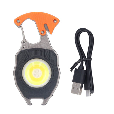LED Keychain Flashlight Multifunctional Type C Mini Emergency Work Light Pocket Light with Bottle Opener Lighter