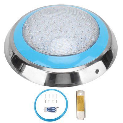 LED Underwater Swimming Pool Light 45W RGB Color Stainless Steel Pool Lamp AC12V Wall Surface Mounted IP68 Waterproof with Remote Controller