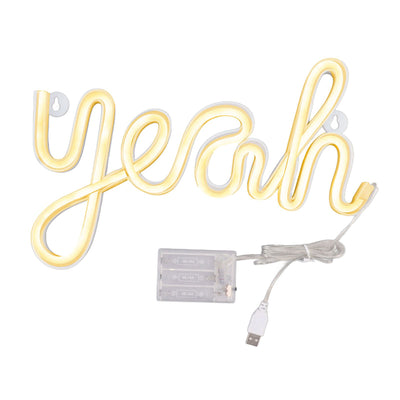 LED Neon Sign Yeah Shape Wall Decor Neon Night Light Uniform Soft Lighting LED Sign Warm White