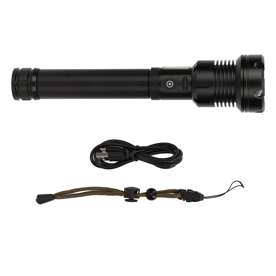 LED Flashlight with COB USB Charging Zoomable Telescopic Flashlight Red White Portable Light