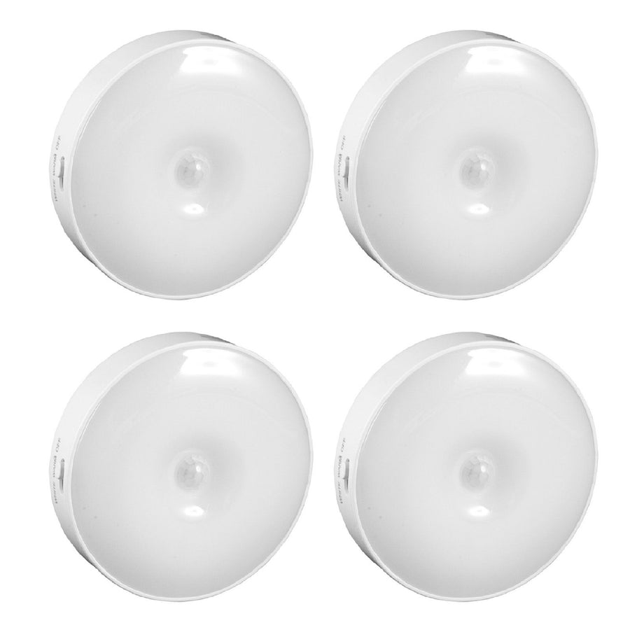 4Pcs Motion Sensor Night Light Rechargeable LED Lamp Auto On Off Warm White Lighting for Home