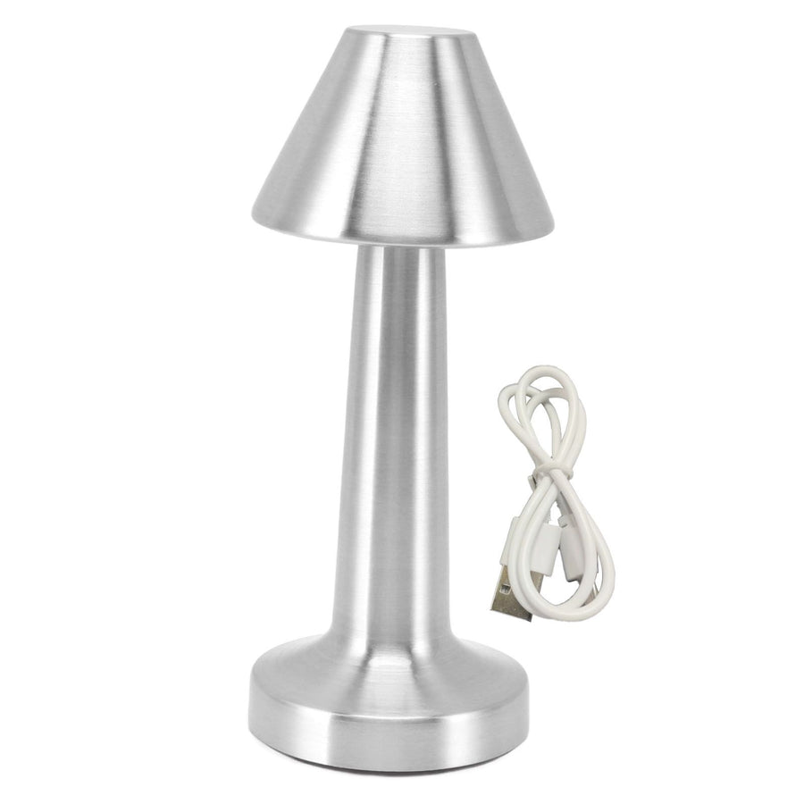LED Table Lamp 3W 3 Colors Stepless Dimming USB Rechargeable Cordless LED Bedside Light Silver
