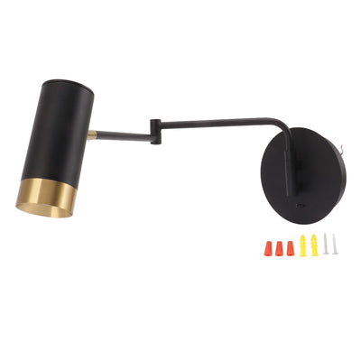 Swing Arm Wall Lamp Wall Mounted Bedside Lamps with Adjustable Swing Arms for Bedroom Living Room Reading Black