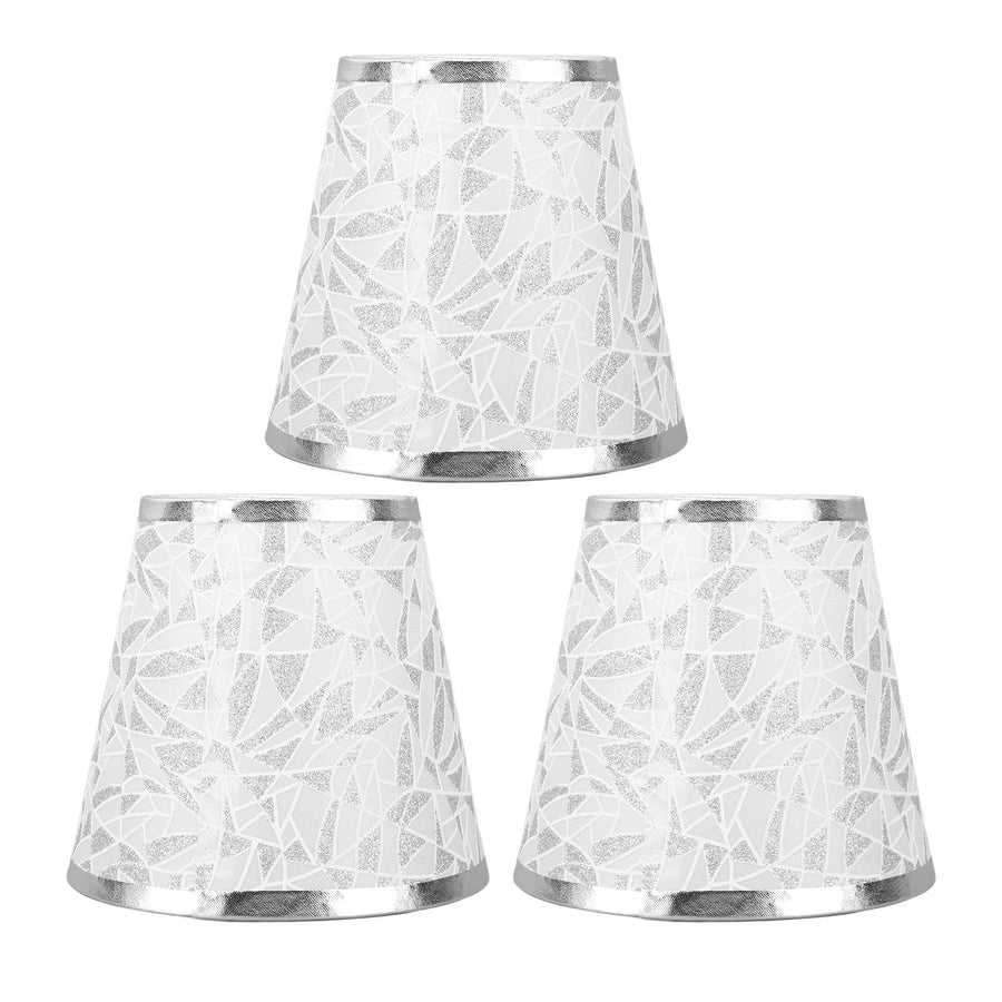 Cloth Lampshade Clip On Design Modern Barrel Fabric Lamp Shades for E14 Bulb Chandelier Wall Lamp 3pcs Silver