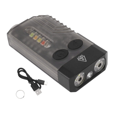 Mini Flashlight Portable Rechargeable Buzzer Alarm Keychain Light for Camping Hiking Outdoor Violet 365NM