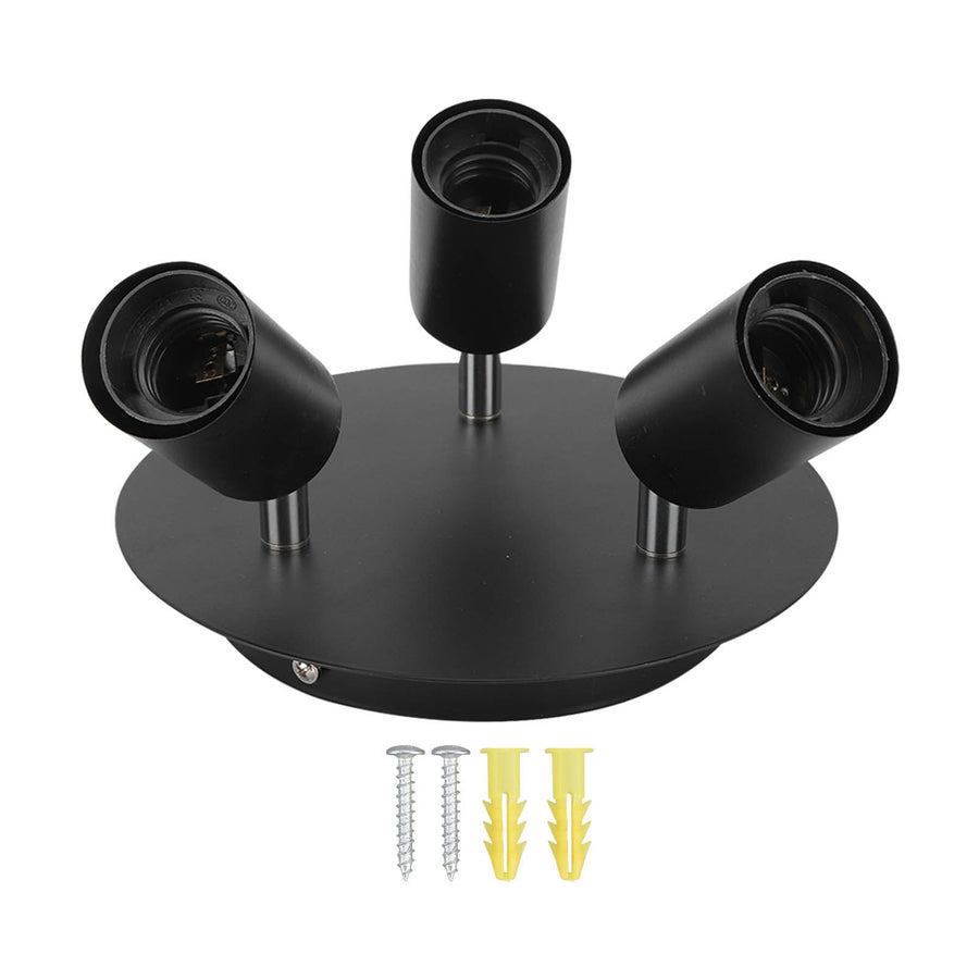 Ceiling Spotlight Holder 3 Head Rotating Lamp Base Ceiling Lamp Holder E27 Track Light Holder for Kitchen Bedroom 85‑265V