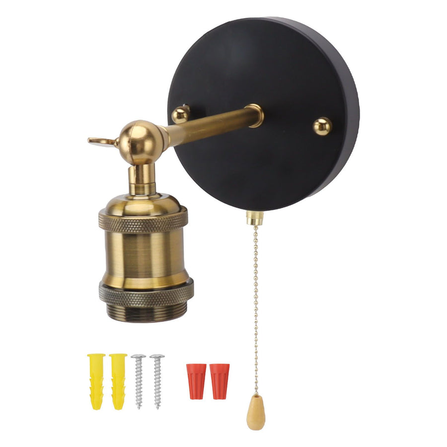 Retro Wall Sconce E27 E26 Iron Adjustable Vintage Wall Mounted Lamp Lighting Fixture Set with Switch for Bedroom Living Room Bar 85‑265V Gold
