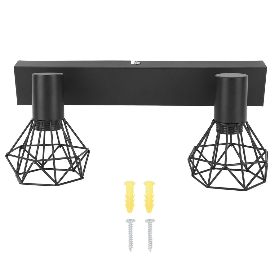 Ceiling Track Light Fixture E14 Lamp Holder Adjustable 2 Head Vintage Tracking Light Kit Hardwired Installation 85‑265V Black