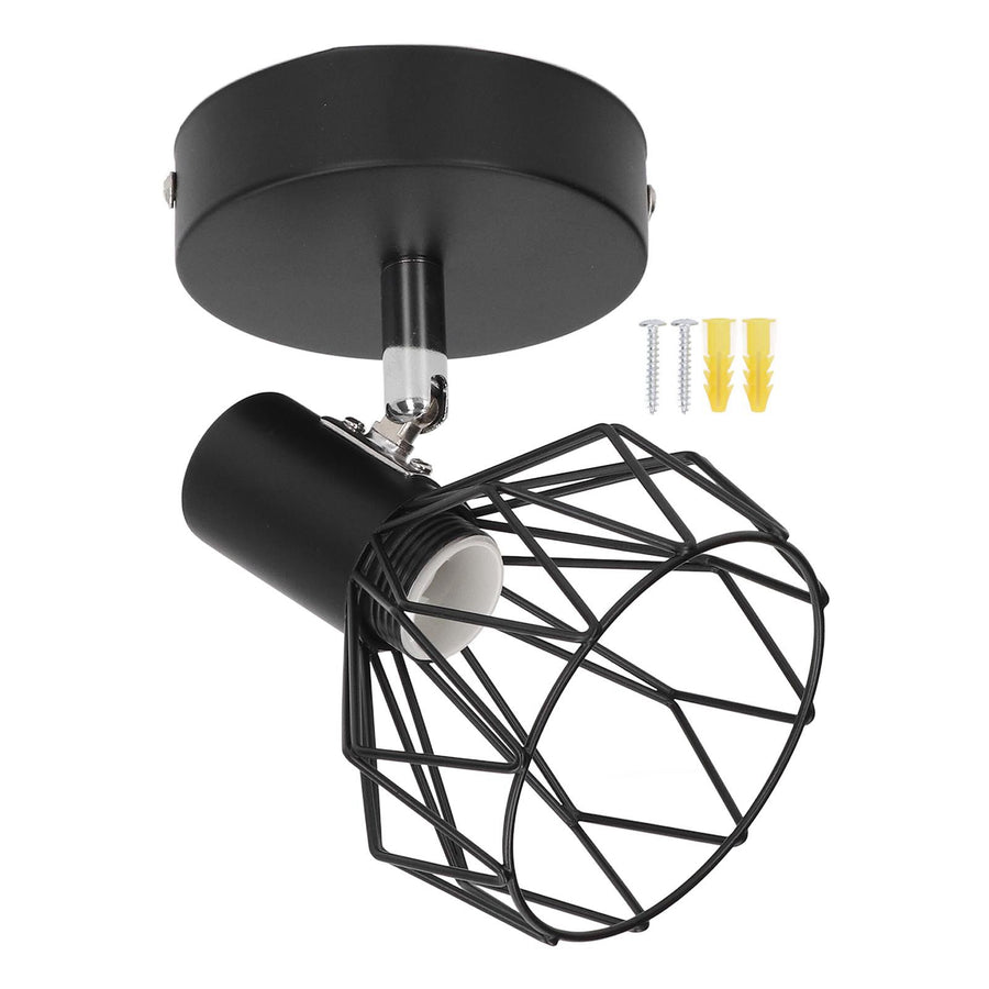 Wall Lamp Holder with Metal Cage E14 Industrial Style Metal Vintage Wall Sconce Holder Matte Black 85‑265V