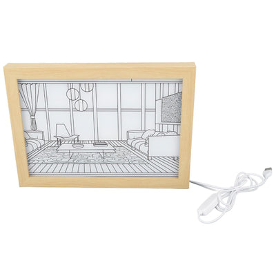 LED Decorative Light Painting USB Powered Japan Anime Style Seaside Modern Simulate Sunshine Drawing Night Light for Bedroom Living Room Office L