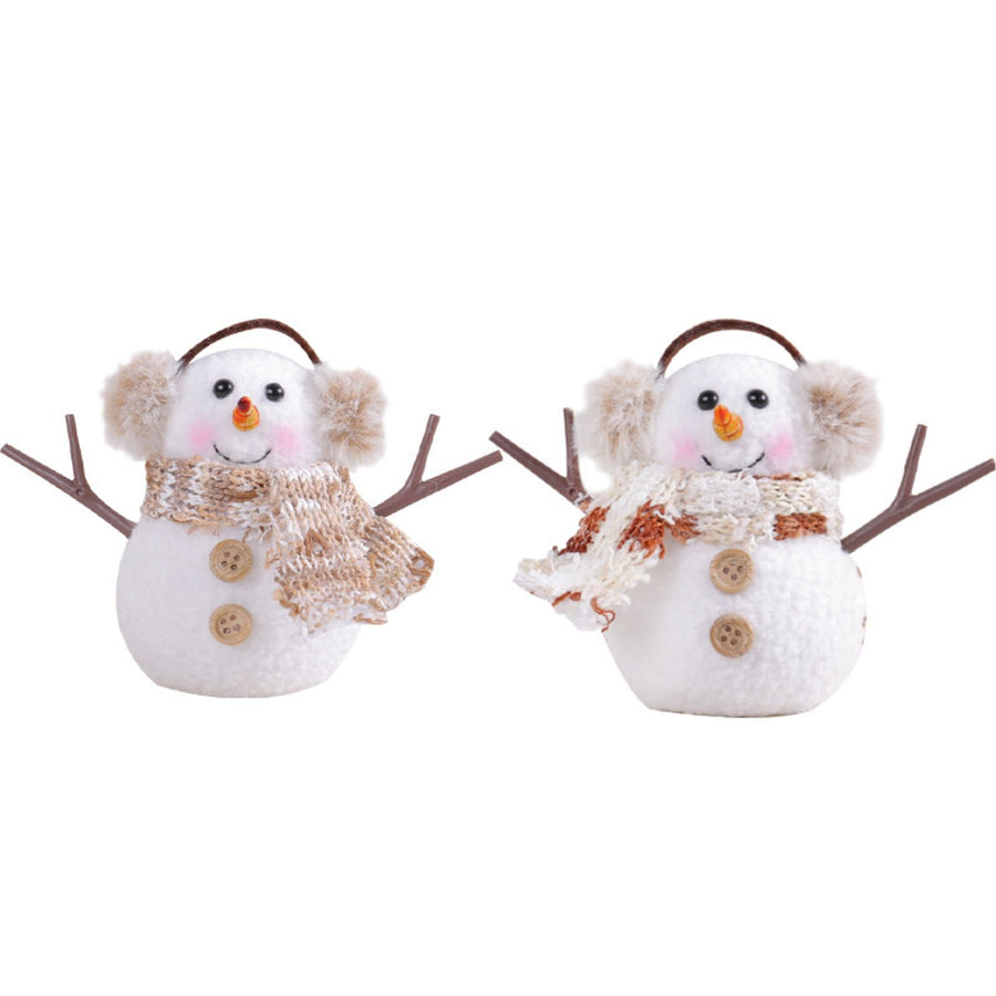 2pcs Enchanting Illuminated Mini Snowman Ornament for Christmas Home Decor