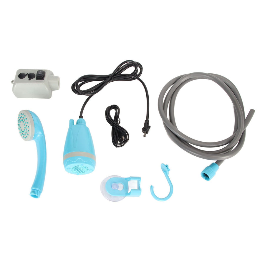 Portable Outdoor Shower Kit USB Rechargeable Camping Shower Set with Water Pump Blue
