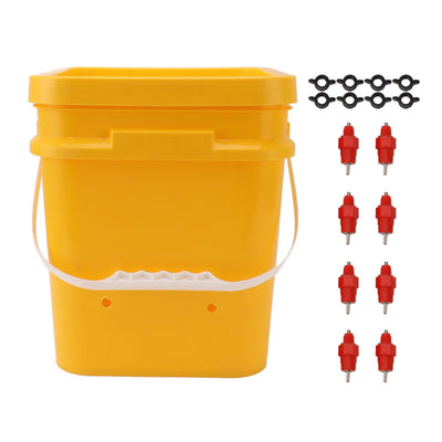 Automatic Chicken Waterer Cup with 12L Handheld Barrel Poultry Drinking Equipemnt for Goose Duck Bucket + Butt Red Head