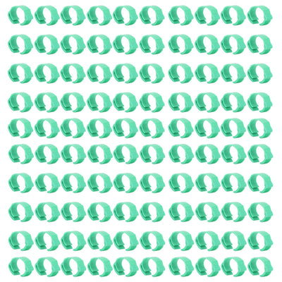 100pcs Chicken Identification Leg Bands Adjustable DIY Clip On Duck Bands for Geese Pigeons Green