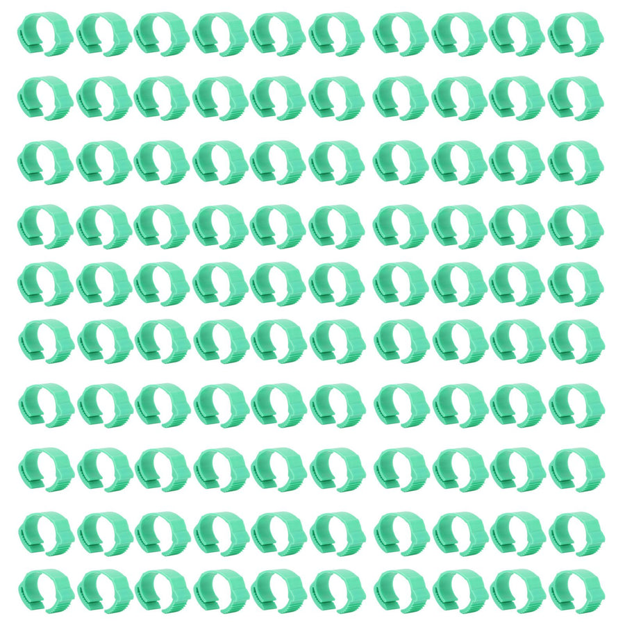 100pcs Chicken Identification Leg Bands Adjustable DIY Clip On Duck Bands for Geese Pigeons Green