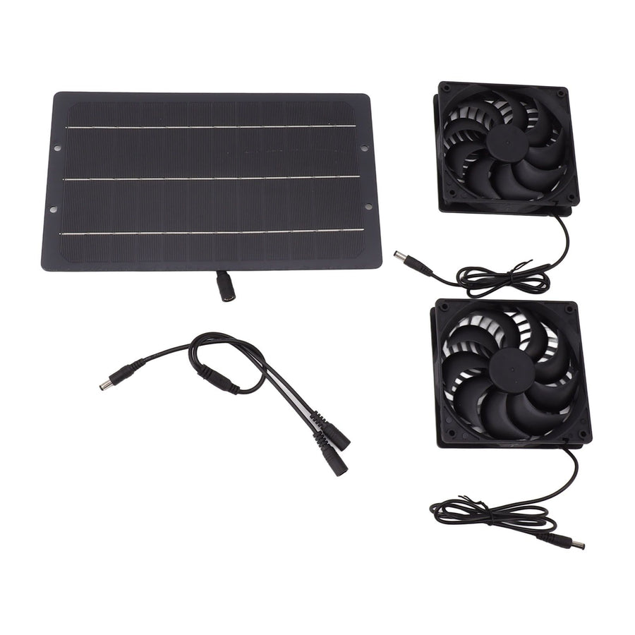 10W Solar Panel Fan Kit Weatherproof Solar Powered Dual Exhaust Fan Wall Mounted for Chicken Coops Greenhouses Sheds