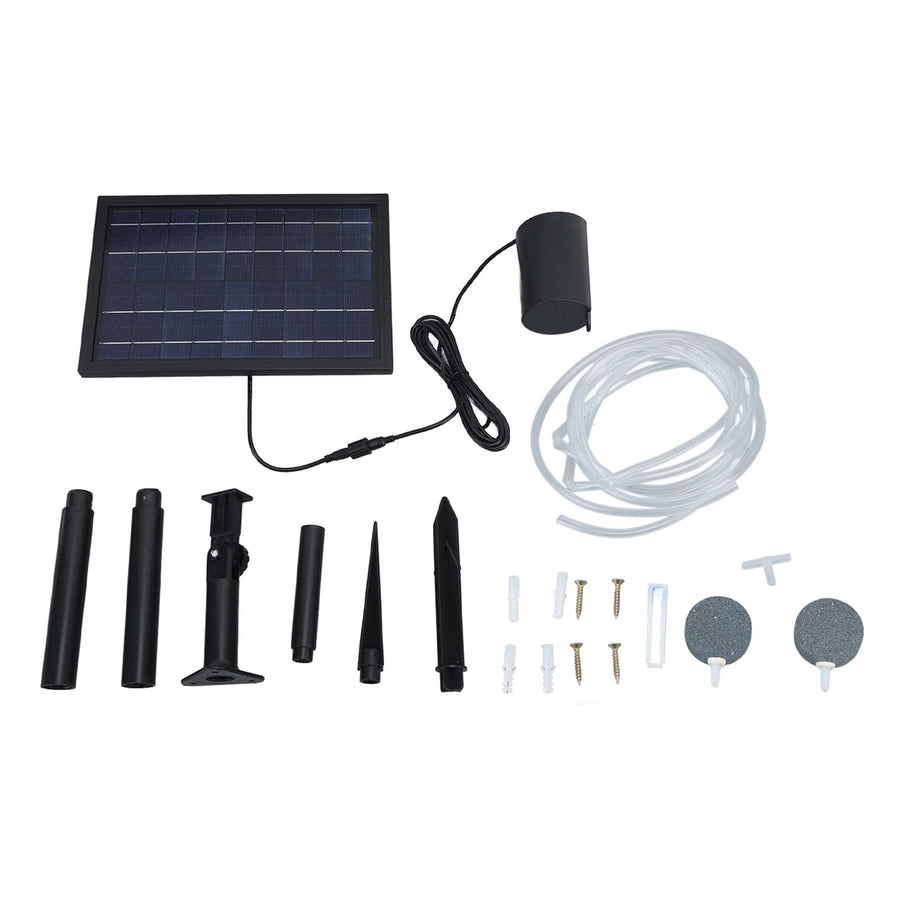 Solar Air Pump with 2 Bubble Stones with Hose 8W 10V 2400mAh ABS and Polysilicon Solar Oxygen Pump for Pond Pool