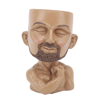Head Planter Resin Face Planter Weather Resistance Drain Hole Plant Pot for Home Garden Office Dark Color