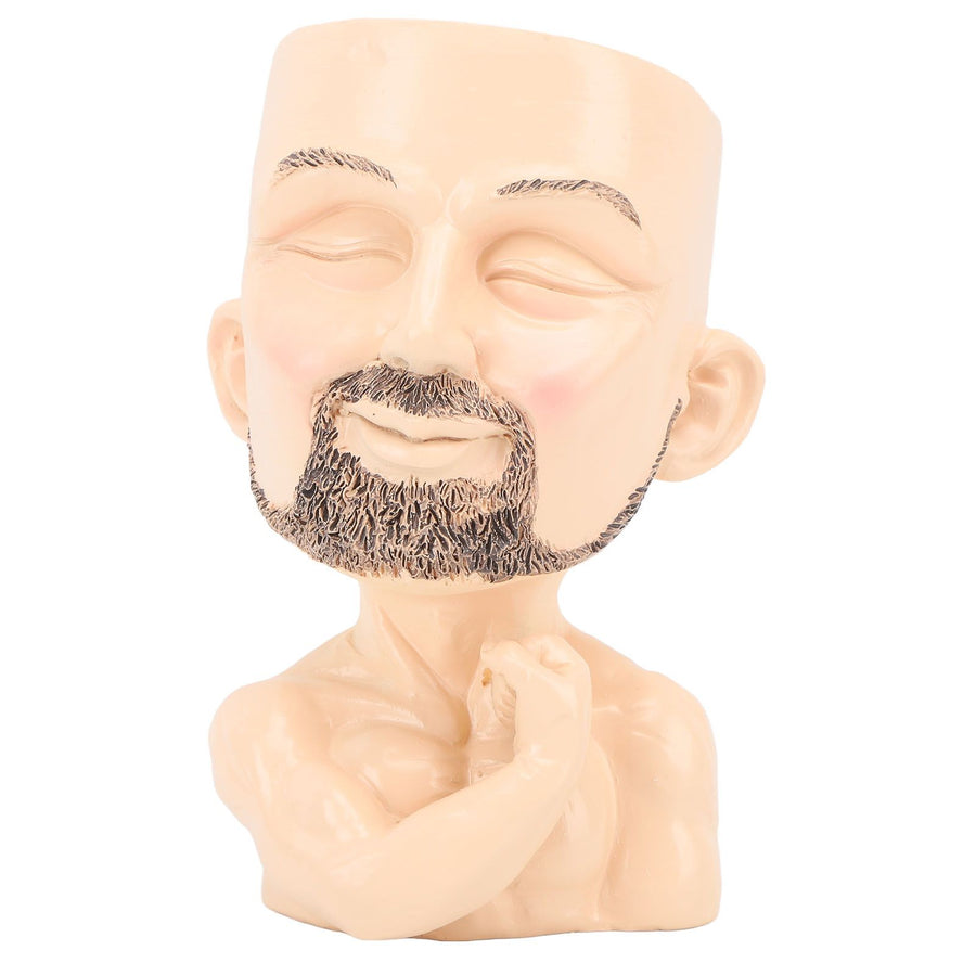 Head Planter Resin Face Planter Weather Resistance Drain Hole Plant Pot for Home Garden Office Light Color