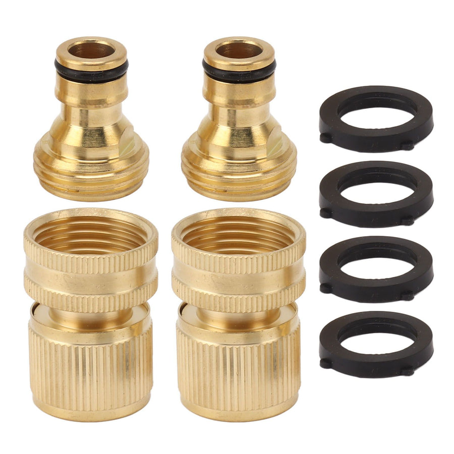 2PCS Water Hose Quick Connector Brass 3/4 Inch Male and Female Garden Hose Fitting Adapter for Repair