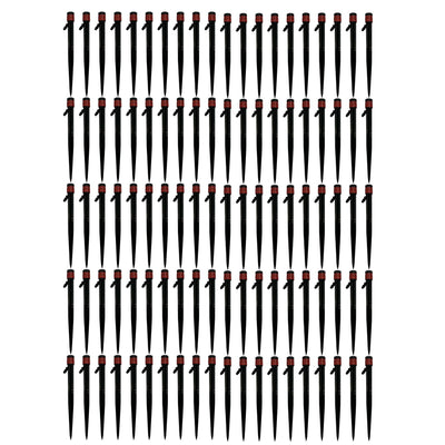 100pcs Drip Emitters 360 Degree Adjustable Water Flow Drippers Sprayer for Patio Lawn Bed Watering System 13cm / 5.1in Red