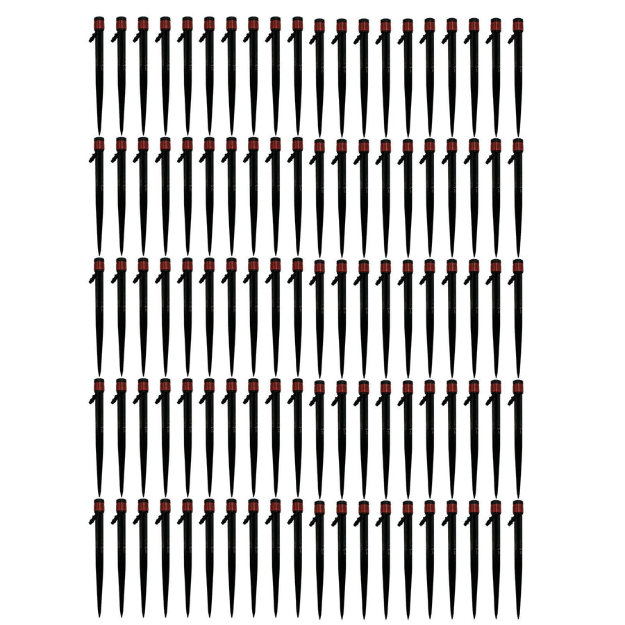 100pcs Drip Emitters 360 Degree Adjustable Water Flow Drippers Sprayer for Patio Lawn Bed Watering System 13cm / 5.1in Red