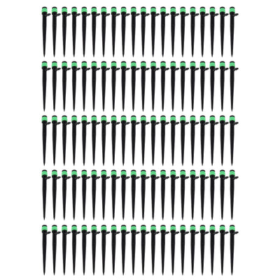 100pcs Drip Emitters 360 Degree Adjustable Water Flow Drippers Sprayer for Patio Lawn Bed Watering System 13cm / 5.1in Green