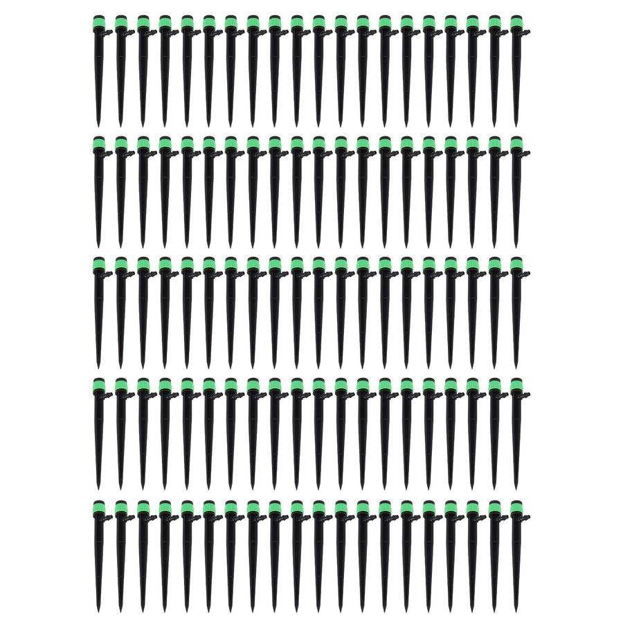 100pcs Drip Emitters 360 Degree Adjustable Water Flow Drippers Sprayer for Patio Lawn Bed Watering System 13cm / 5.1in Green