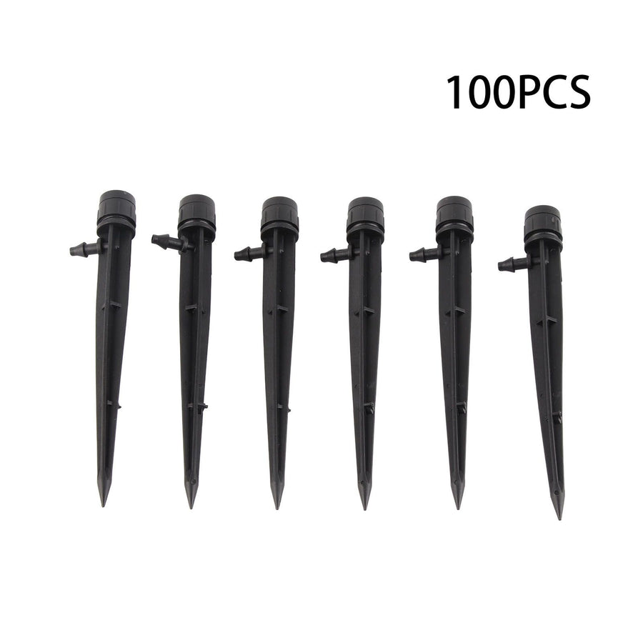 100pcs Drip Emitters 360 Degree Adjustable Water Flow Drippers Sprayer for Patio Lawn Bed Watering System 13cm / 5.1in Black