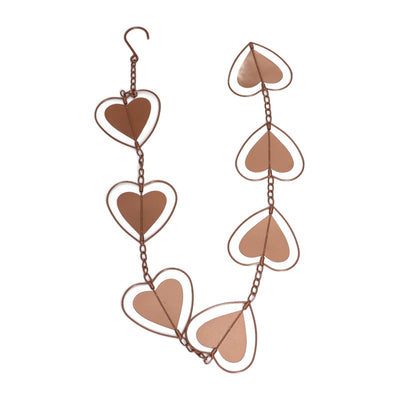 Metal Rain Chain Drainage Function Decorative Heart Shape Wind Chime with Hook for Balcony Patio Corridor