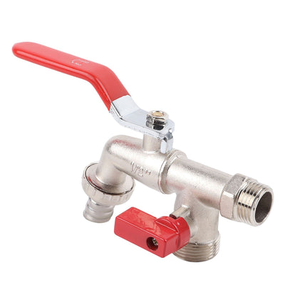 Double Valve Faucet Washing Machine Hose Valve Zinc Alloy Electroplate 1 in 2 Out Faucet Valve for Washing Machine Water Pipe