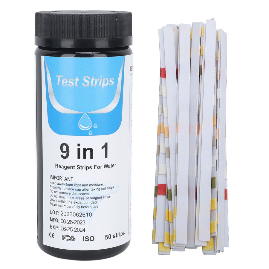 50 Strips PH Test Strips 9 in 1 Accurate Water Quality Testing Paper for Swimming Pool Drinking Water Aquarium