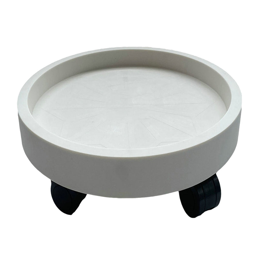 Flower Pot Tray Wheels Round Shape Removable Rotating Wheels Plant Stand for Balcony White 30