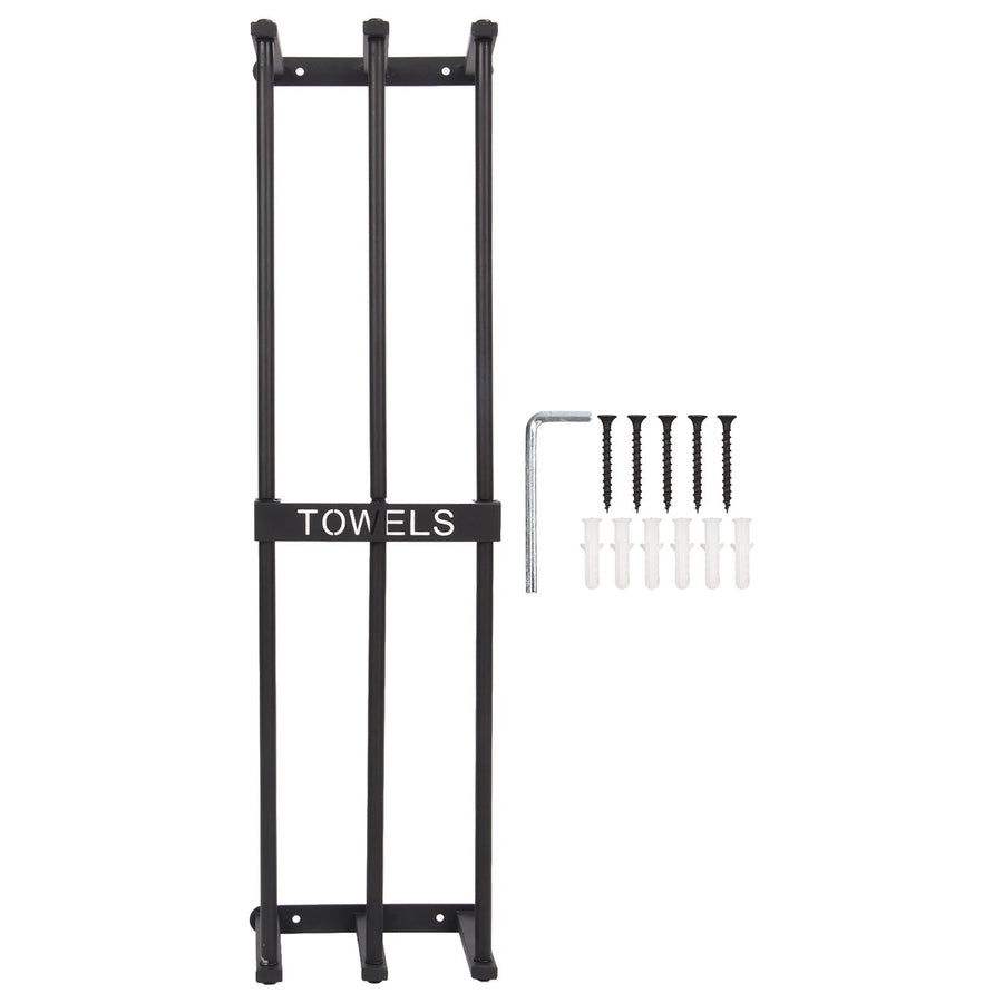 Bathroom Wall Towel Rack Wall Mounted 3 Bars Aluminum Alloy Rolled Towel Holder for Rolled Towels Black