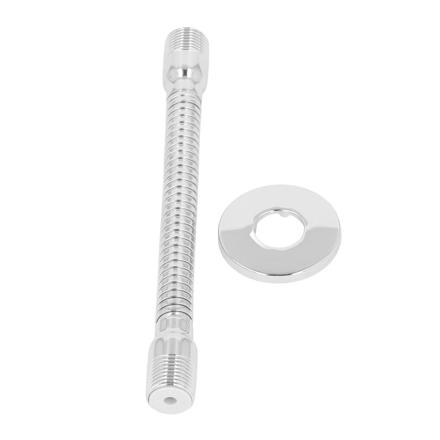 Adjustable Shower Head Extension Arm with Flange Rotating Swiveling Shower Head Arm for Bathroom