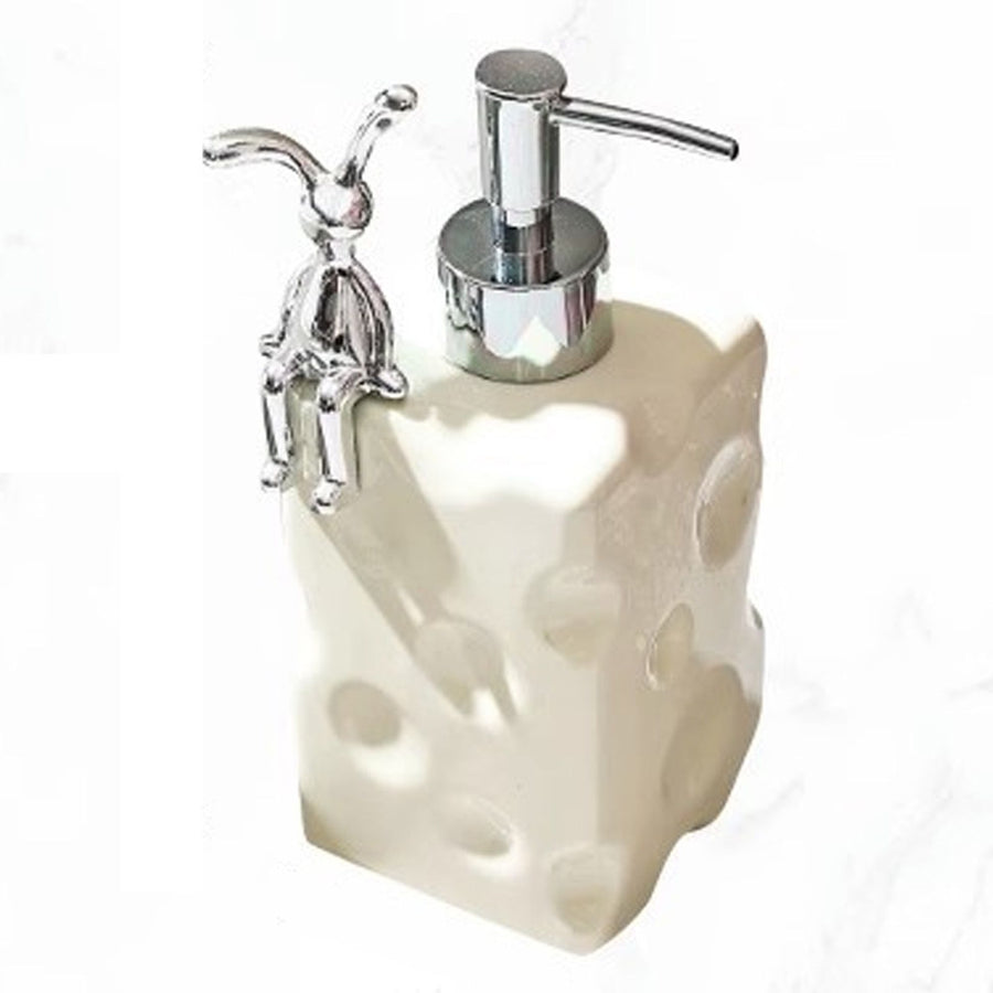 Shampoo Dispenser Bottle Ceramic Large Capacity Home Decoration with Pump for Bathroom Large White