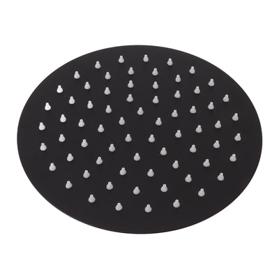 Ultra Thin Rainfall Shower Head Rain Waterfall Stainless Steel Fixed Showerhead Round Black 8in