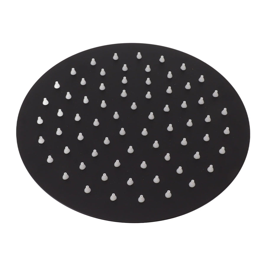 Ultra Thin Rainfall Shower Head Rain Waterfall Stainless Steel Fixed Showerhead Round Black 8in