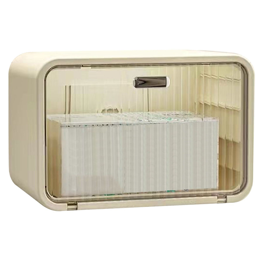 Tissue Box Cover Wall Mounted 2 in 1 Waterproof Tissue Holder Dispenser Box Cover for Bathroom Transparent White