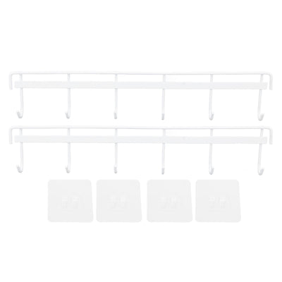 2pcs Wall Mounted Coat Rack Stainless Steel Wall Hanging Coat Hook Rail with 6 Hooks for Clothes Towel Hat 6 Hooks 2 White