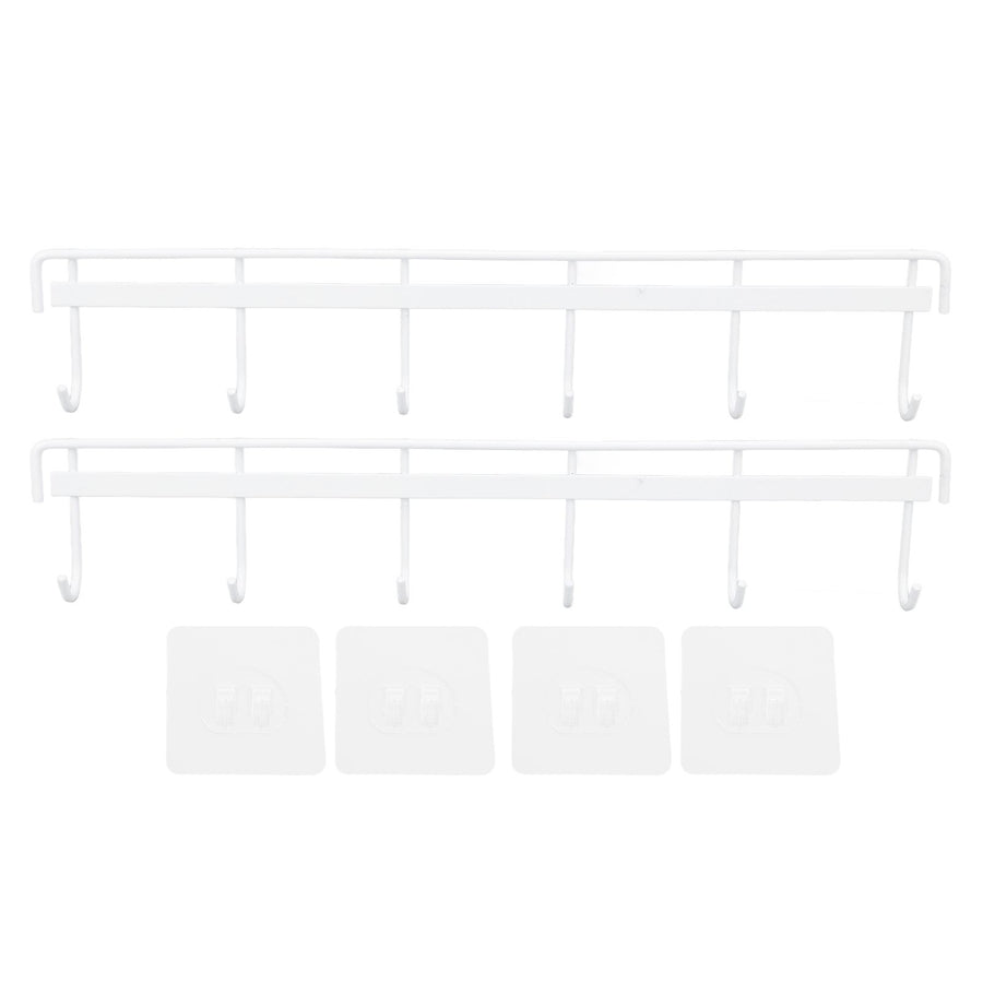 2pcs Wall Mounted Coat Rack Stainless Steel Wall Hanging Coat Hook Rail with 6 Hooks for Clothes Towel Hat 6 Hooks 2 White